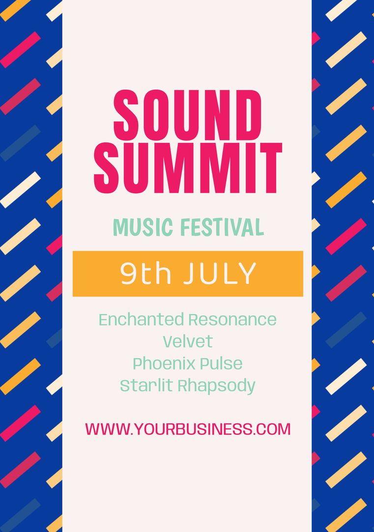 Vibrant Music Festival Poster with Event Date and Line-Up - Download Free Stock Templates Pikwizard.com