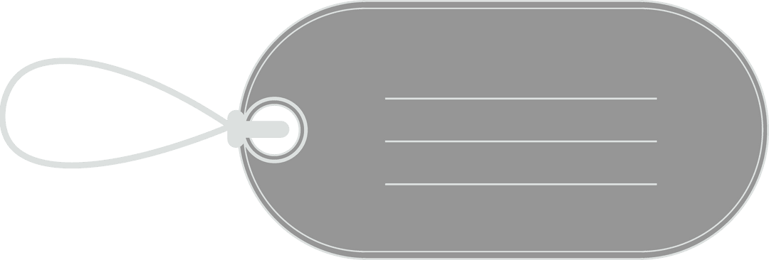 Gray gift label with strings on transparent background