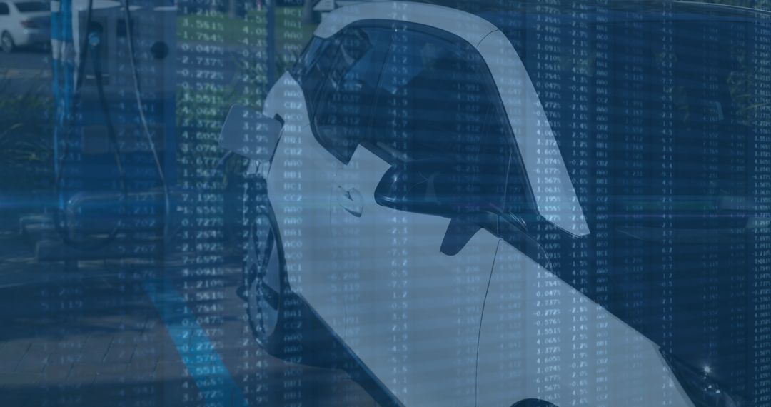 Electric Vehicle Charging Overlaid with Digital Statistics