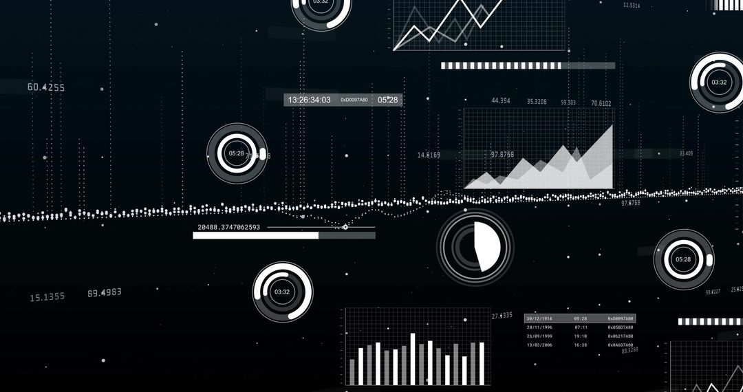Advanced Data Visualization Interface Black Background
