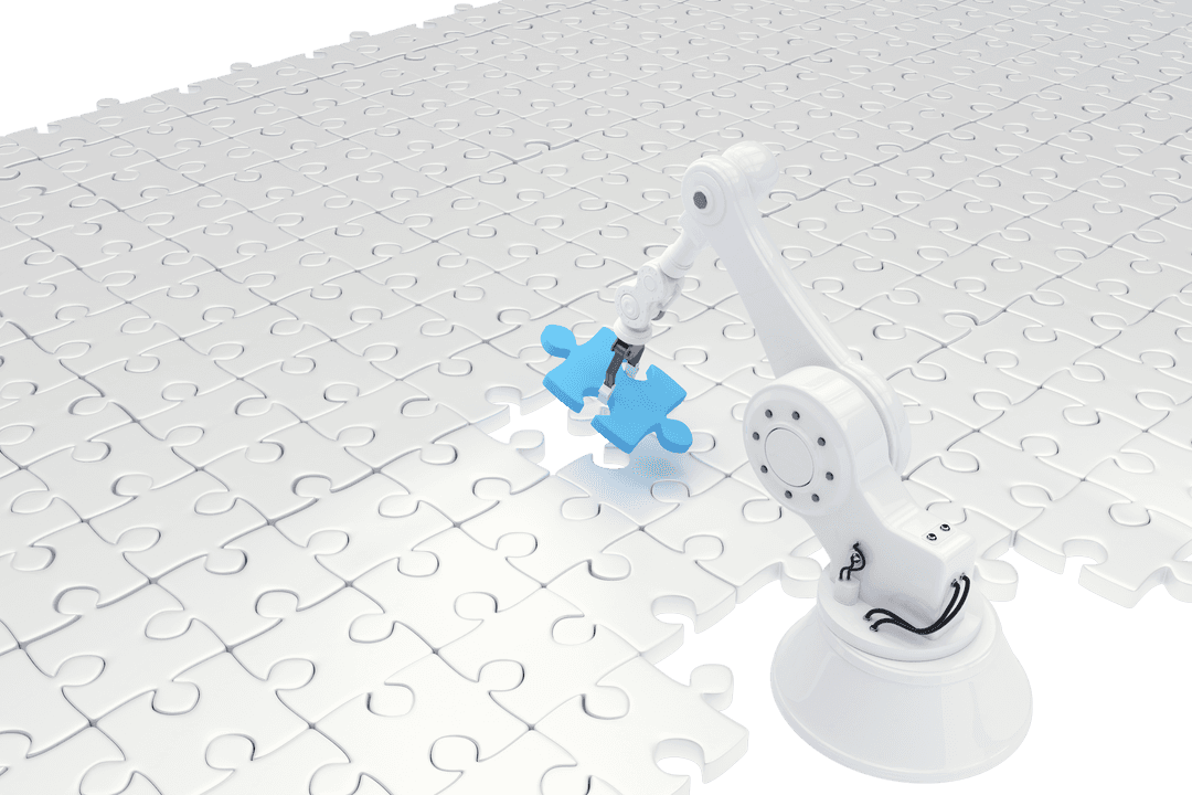 Transparent Robot Arm Solving Puzzle with Precision - Download Free Stock Images Pikwizard.com