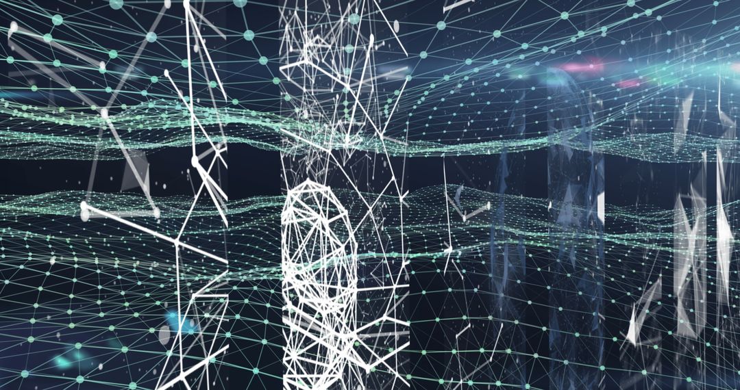 Abstract Network Connections and futuristic Digital Mesh