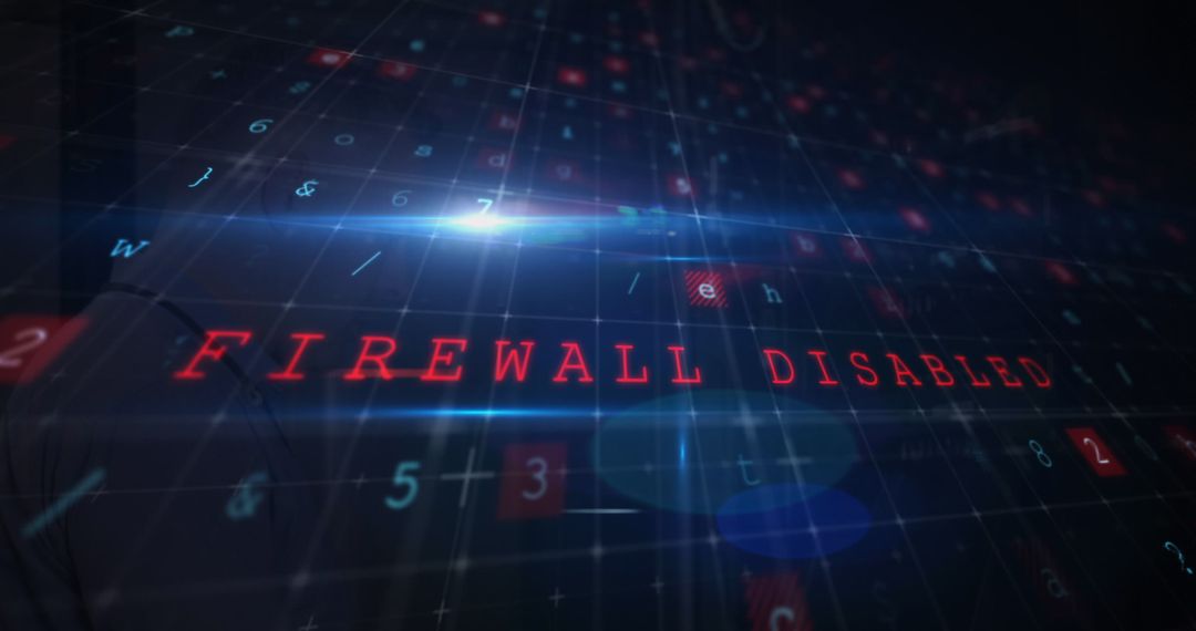 Cybersecurity Threat Warning with Disabled Firewall Alert