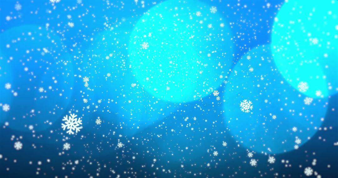 Falling Snowflakes on Blue Bokeh Background