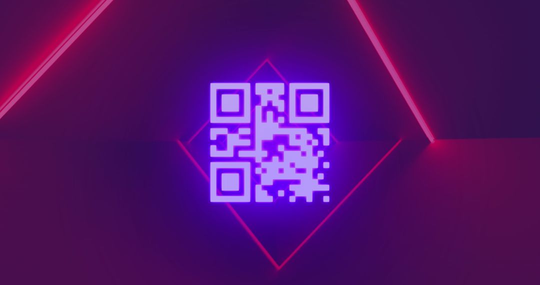 Digital QR Code with Neon Geometric Design