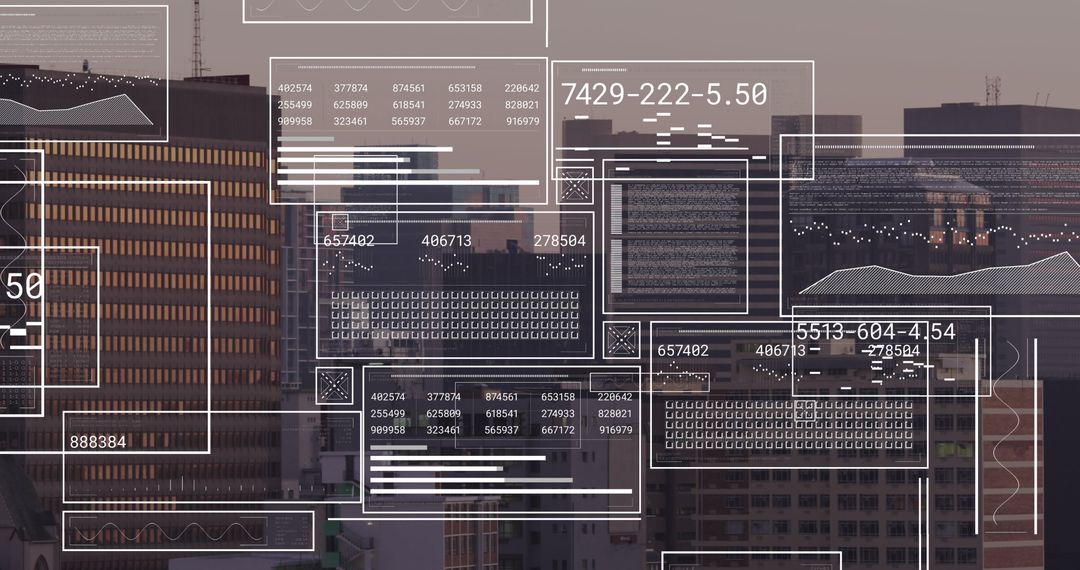 Digital Interfaces Over Aerial Cityscape Visualizing Data Connections
