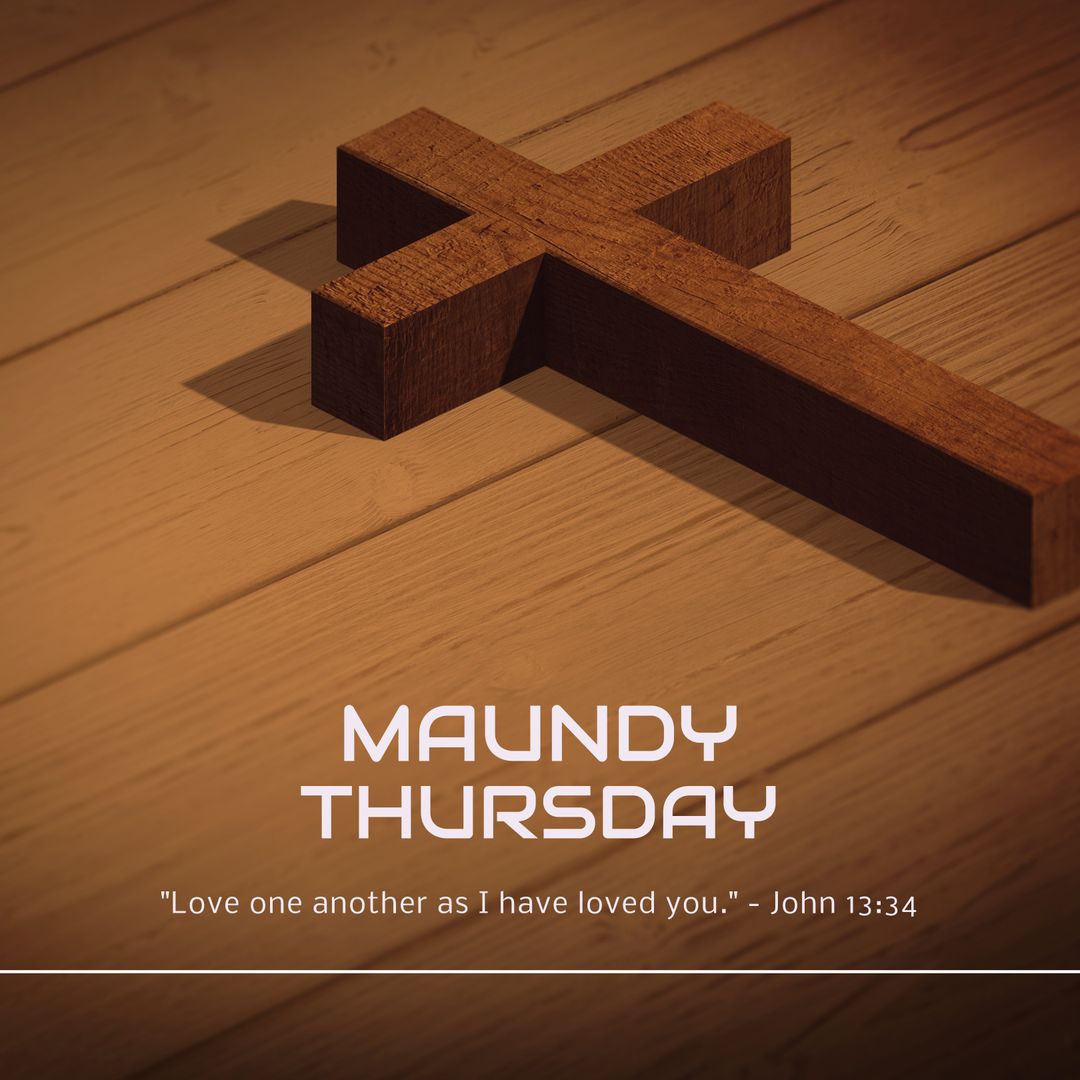 Maundy Thursday Concept with Wooden Cross on Board