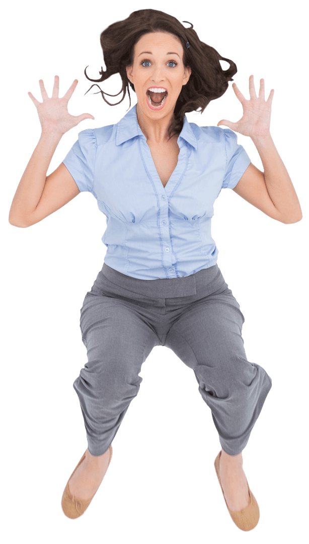 Cheerful Businesswoman Transparent Background Looking Surprised