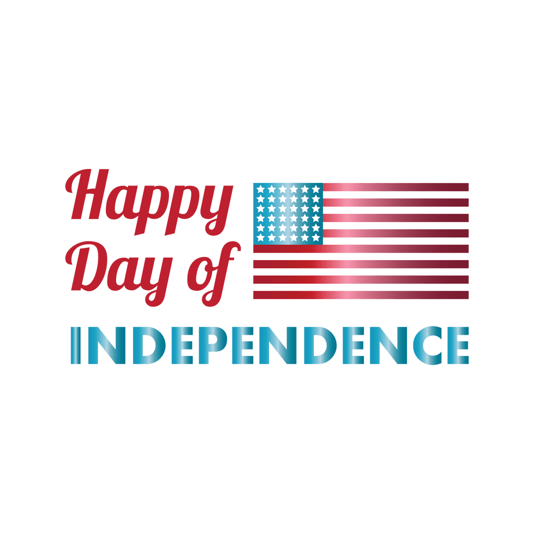 Transparent US Flag with Happy Independence Day Text Design