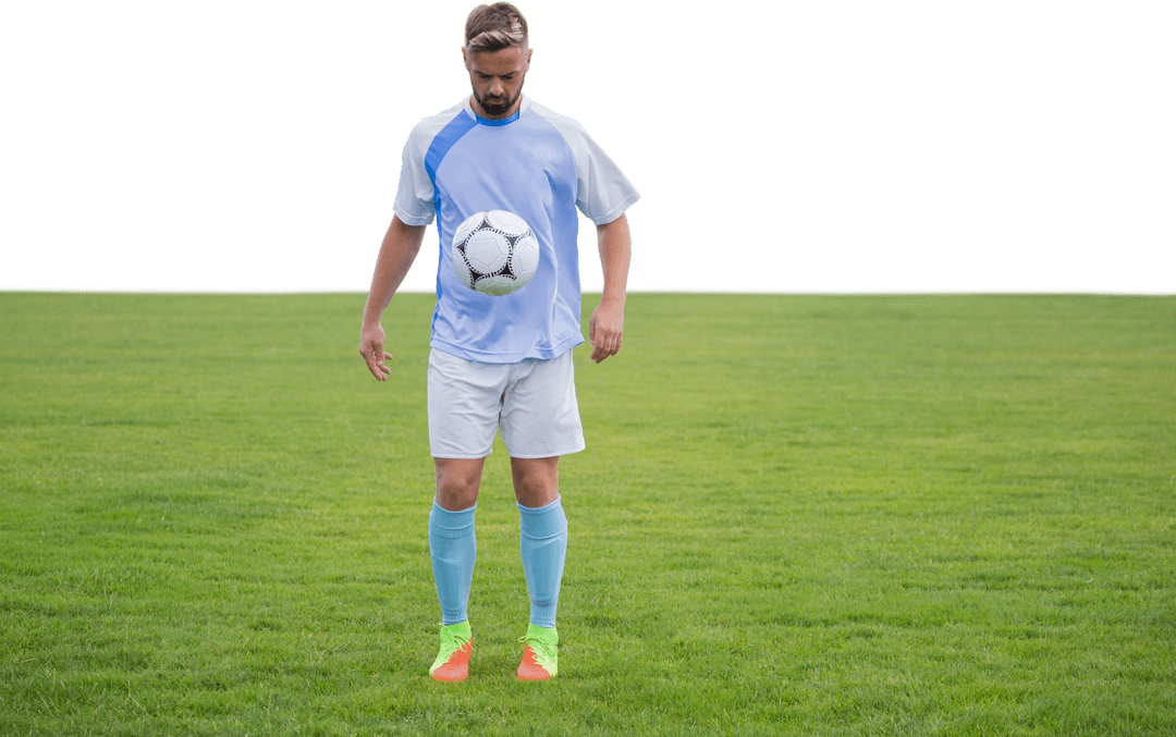 Transparent Soccer Player Focused on Ball Skills in Action