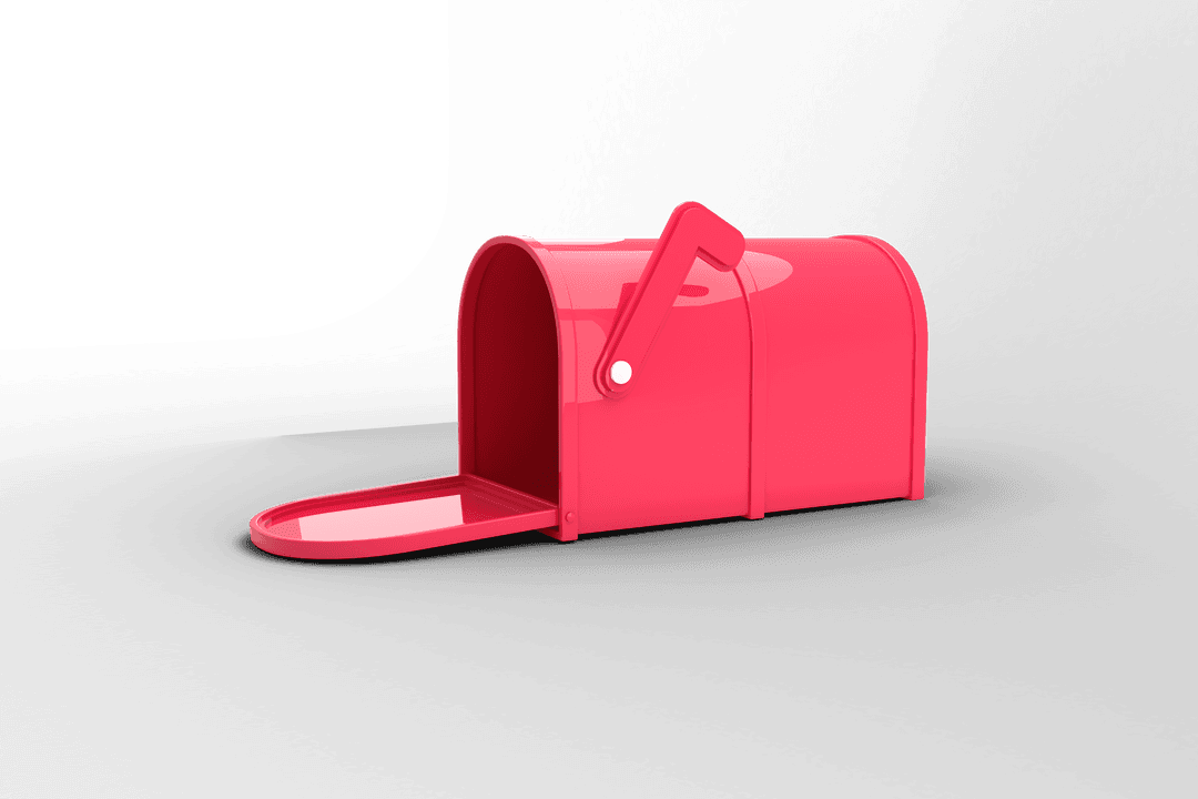Pink Mailbox Illustration on Transparent Background for Communication Design