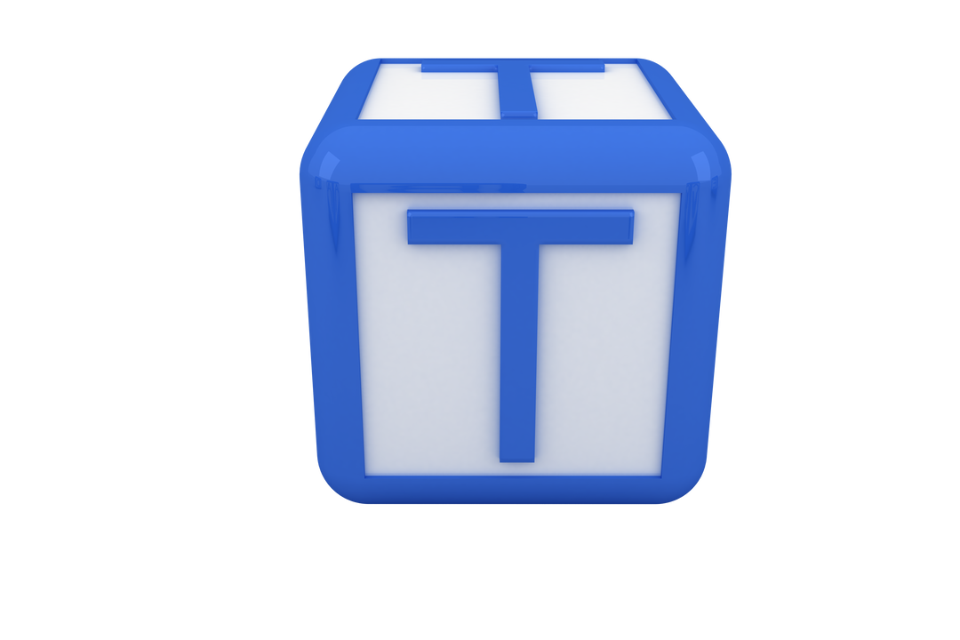 Blue 3D Cube with T Letter on Transparent Background - Download Free Stock Images Pikwizard.com