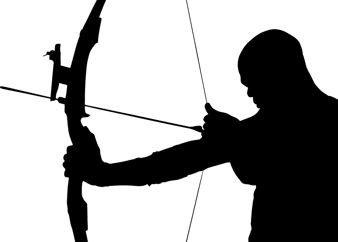 Archer Silhouette Using Bow on Transparent Background