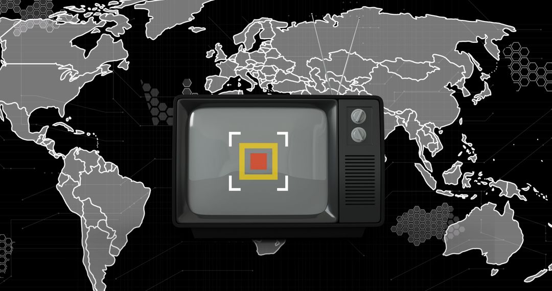 Vintage Television Set Against World Map Background - Free Images, Stock Photos and Pictures on Pikwizard.com