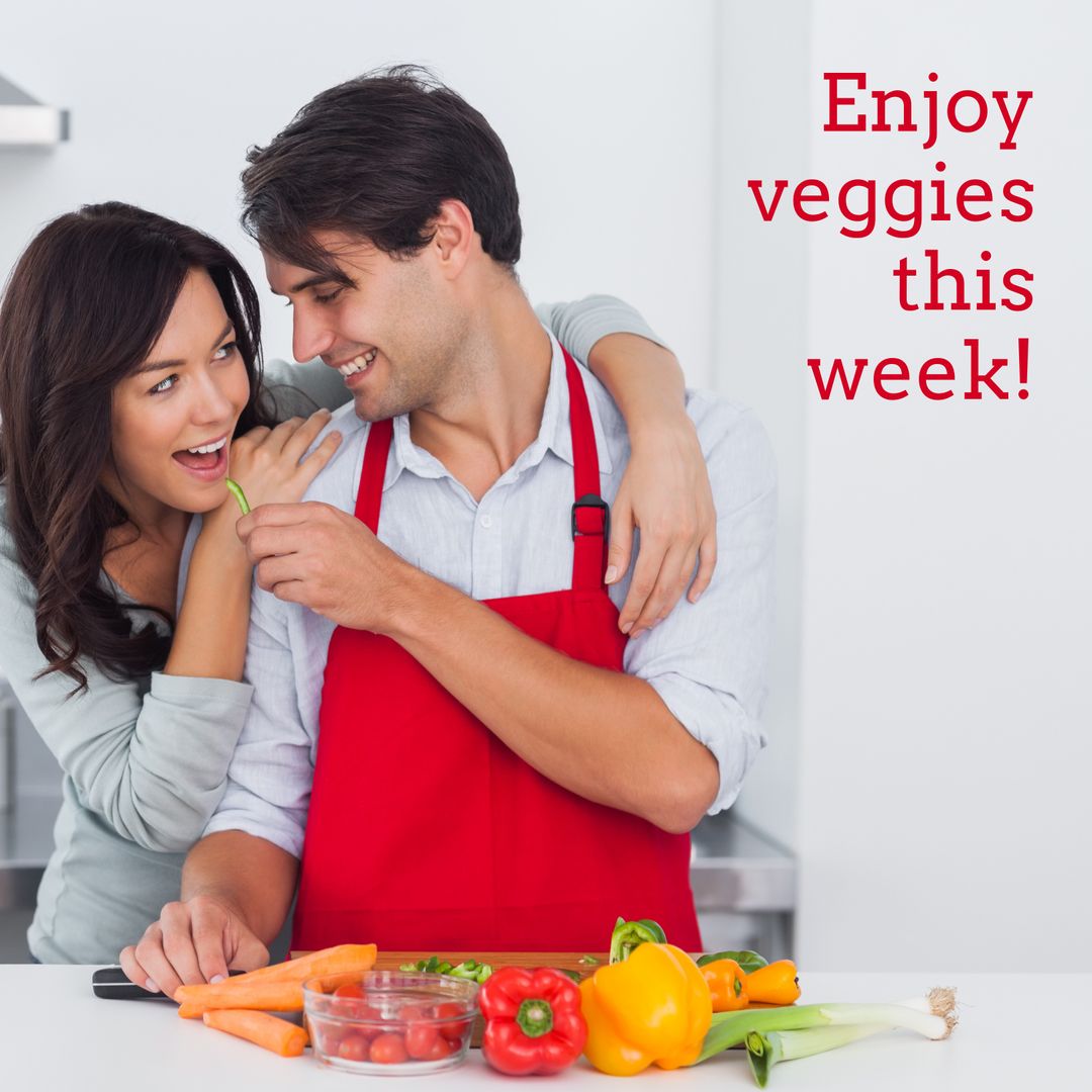 Couple Enjoying Fresh Vegetables While Cooking Together in Kitchen - Download Free Stock Templates Pikwizard.com