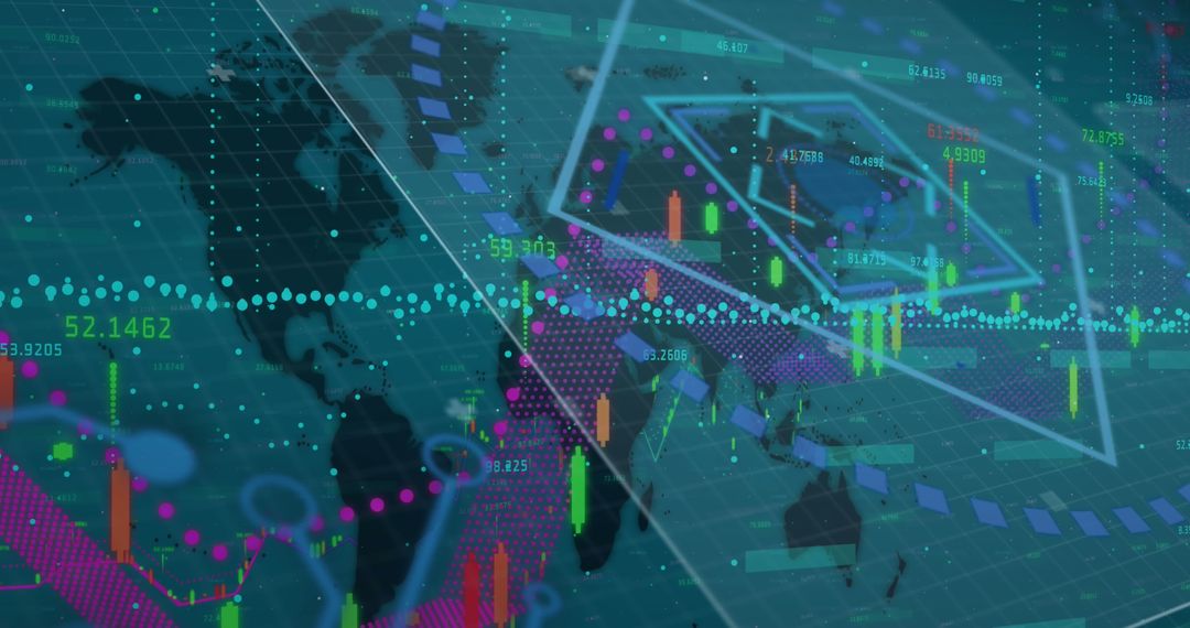 Digital Data Processing Overlay on World Map
