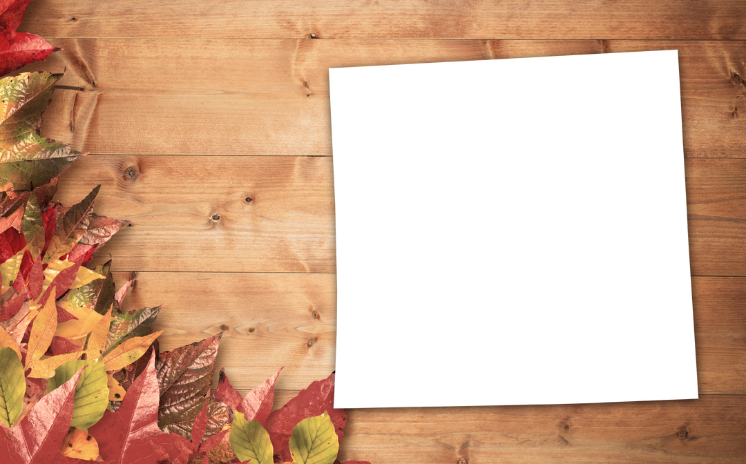 Transparent Frame with Colorful Autumn Leaves on Wooden Background - Download Free Stock Images Pikwizard.com