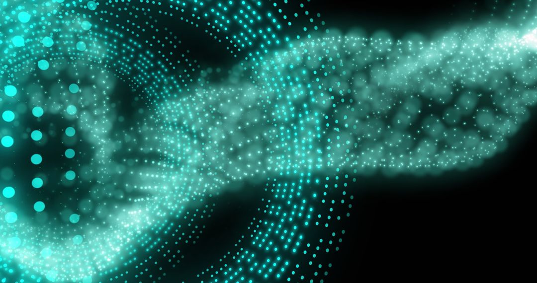 Dynamic Green Particle Lights on Black Digital Background