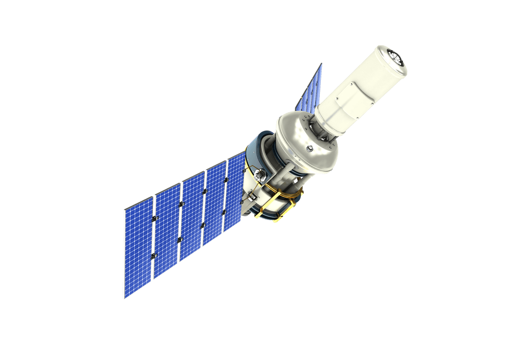 Transparent Modern Solar Satellite in Space Render