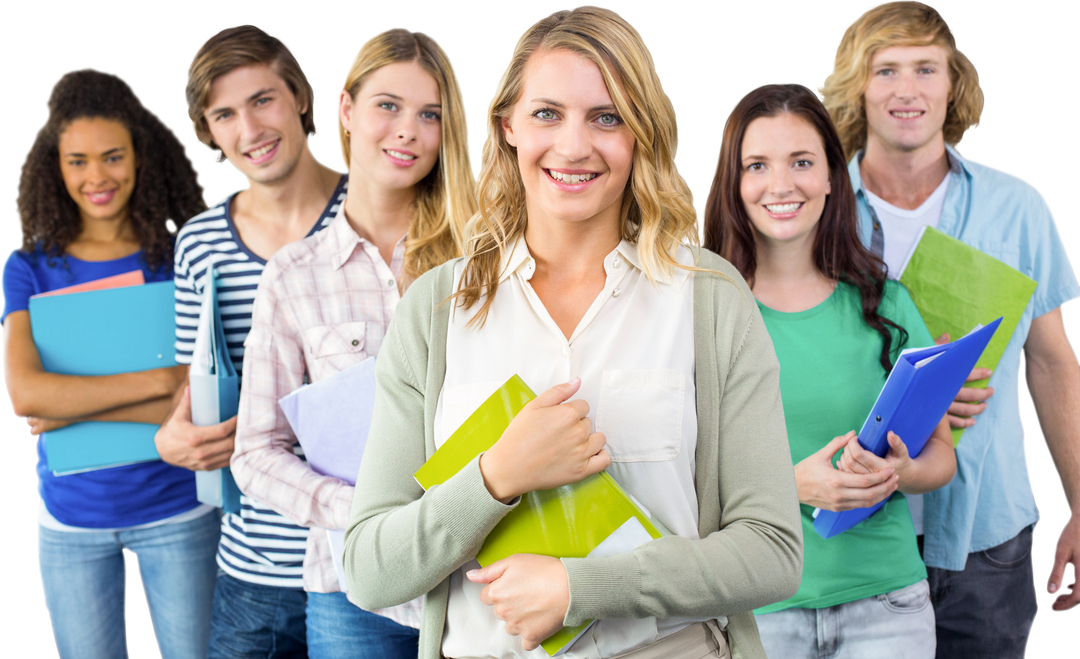 Transparent Background of Diverse College Students Holding Folders and Smiling - Download Free Stock Images Pikwizard.com