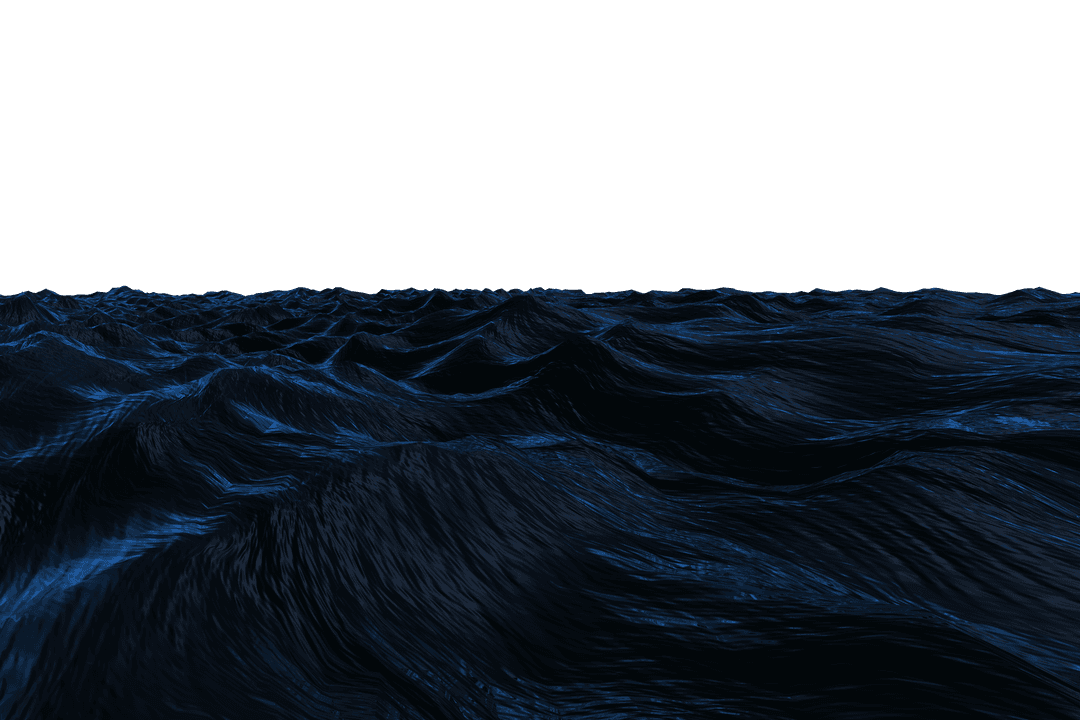 Transparent Dark Blue Ocean with Rough Waves at Night