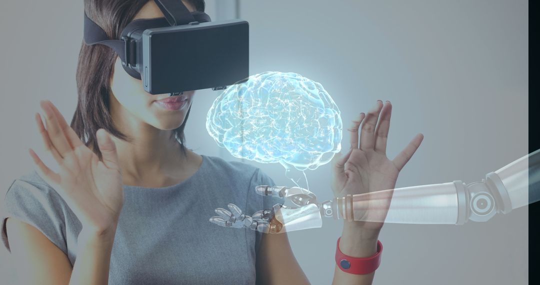 Futuristic Interaction with Virtual Reality and Robotics Technology - Free Images, Stock Photos and Pictures on Pikwizard.com