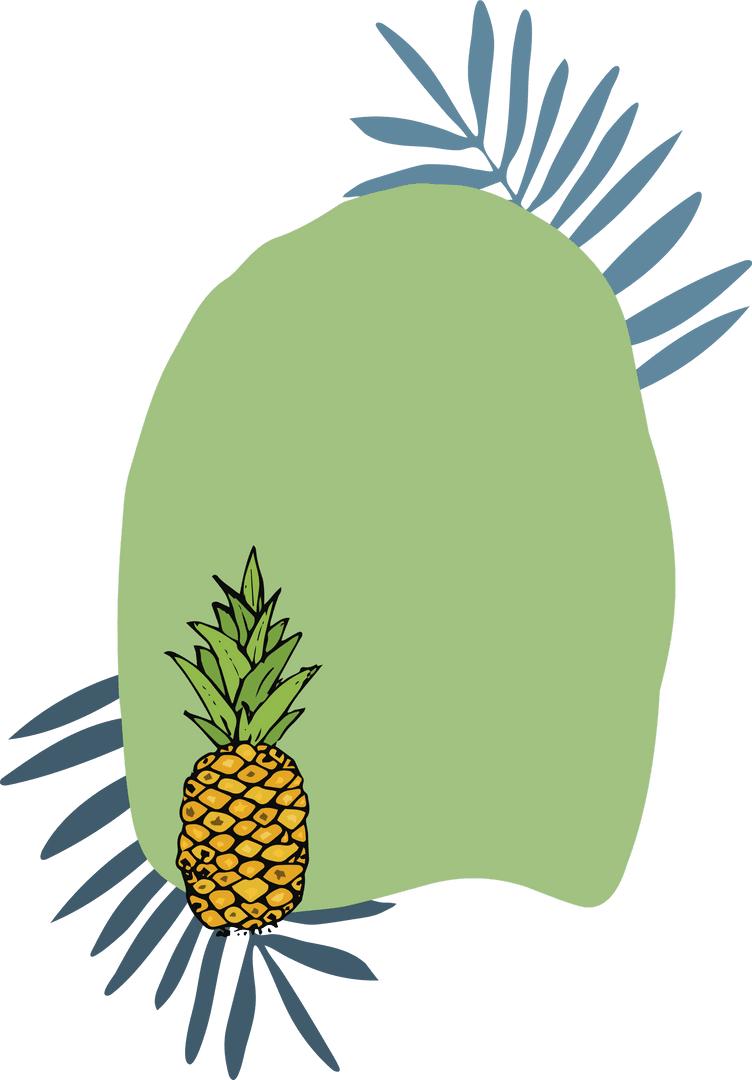 Transparent Tropical Pineapple Leaf Decoration on Green Background