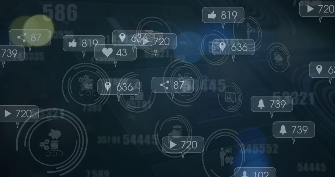 Abstract Digital Interface with Social Media Notification Icons