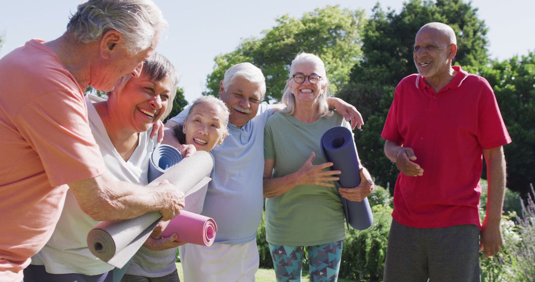 Group of Active Senior Citizens Ready for Outdoor Yoga - Free Images, Stock Photos and Pictures on Pikwizard.com