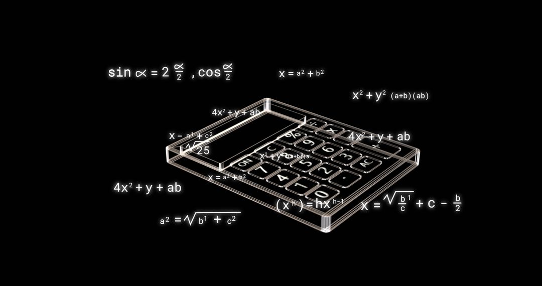 Calculator with Mathematical Equations Background