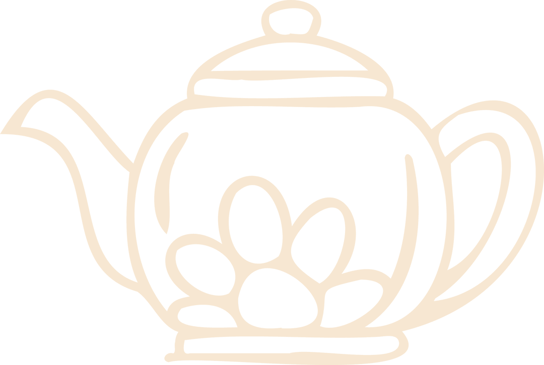 Elegant Floral Motif Teapot Drawing on Transparent Background