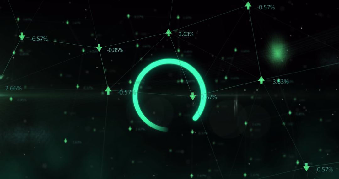 Green Data Loading Ring on Black Background with Stat Indicators