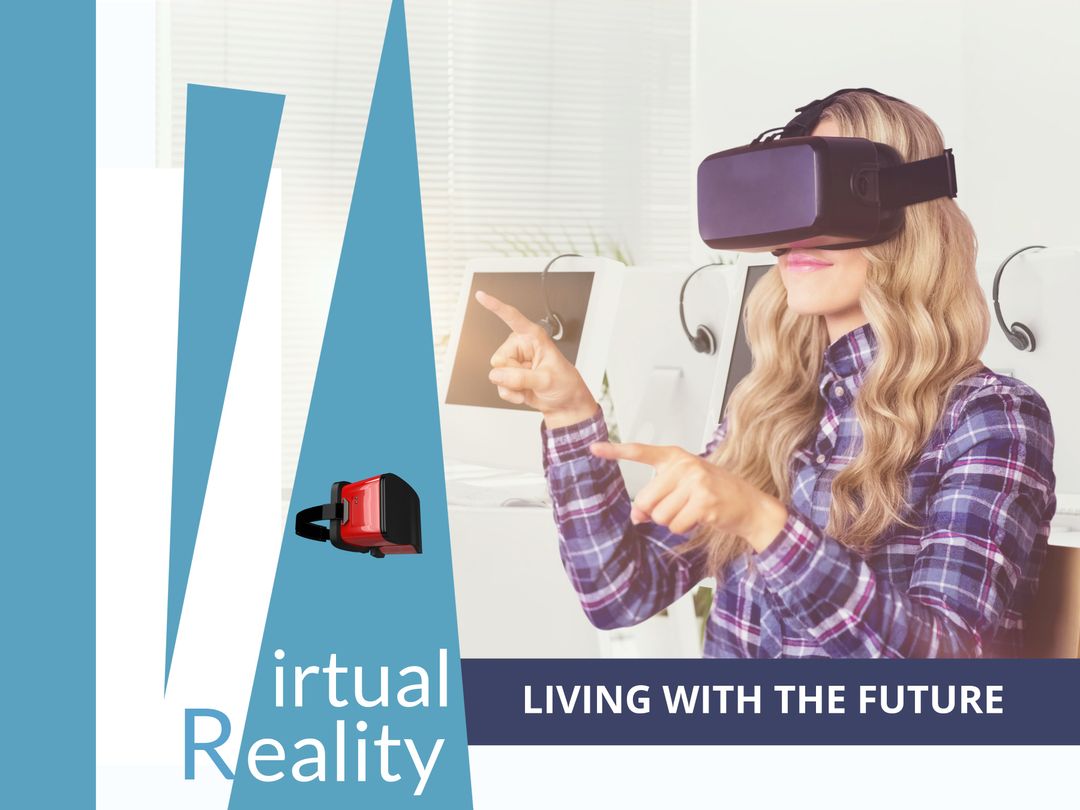 Woman Experiencing Virtual Reality Future Concept