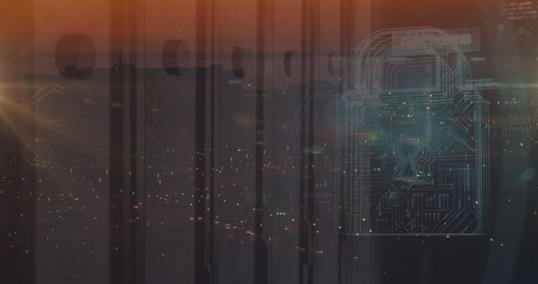 Futuristic Digital Security in Server Room