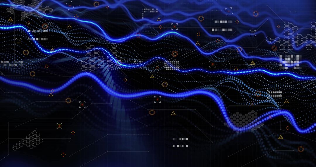 Futuristic Digital Data Visualization with Blue Waveforms