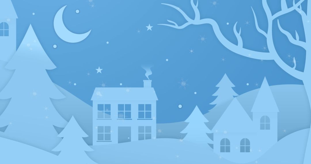 Winter Wonderland Village with Frosty Moonlit Sky