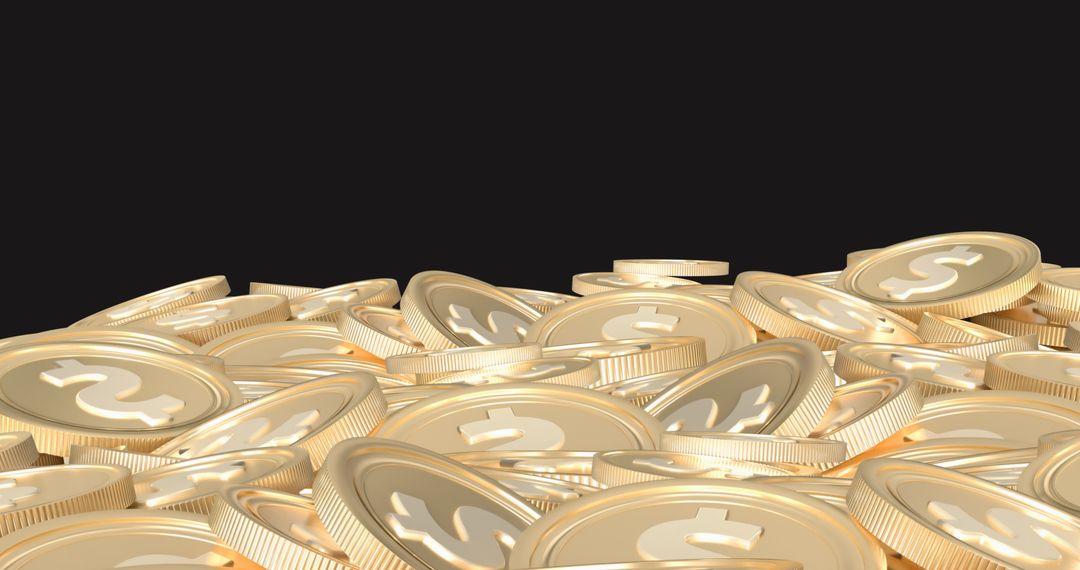 Vector image of dollar coins against black ground, copy space - Free Images, Stock Photos and Pictures on Pikwizard.com