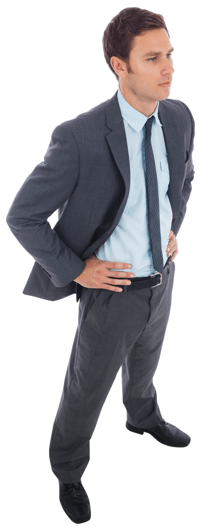 Transparent Background Stern Businessman Posing Confidently