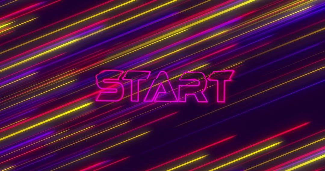 Neon Light Trails with Start Text Highlighting Digital Concept