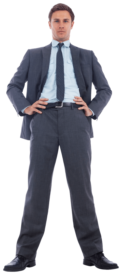 Confident Businessman with Formal Attire in Heroic Pose on Transparent Background