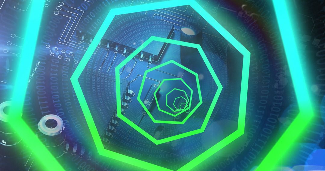 Futuristic Cyberspace Tunnel with Binary Overlay