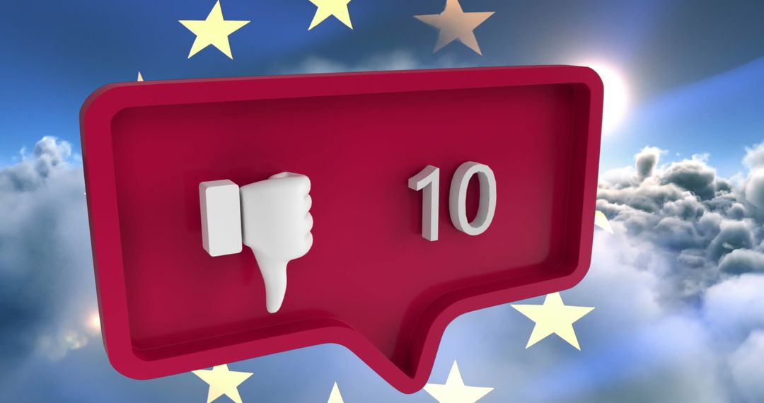 Unlike Icon with European Union Background Reflecting Social Media Sentiment
