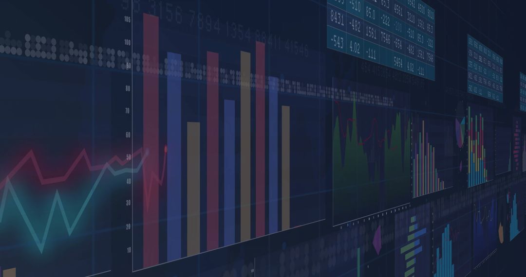 Colorful Data Analytics Display on Dark Background