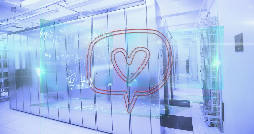Heart Overlays on Math and Technology in Server Room