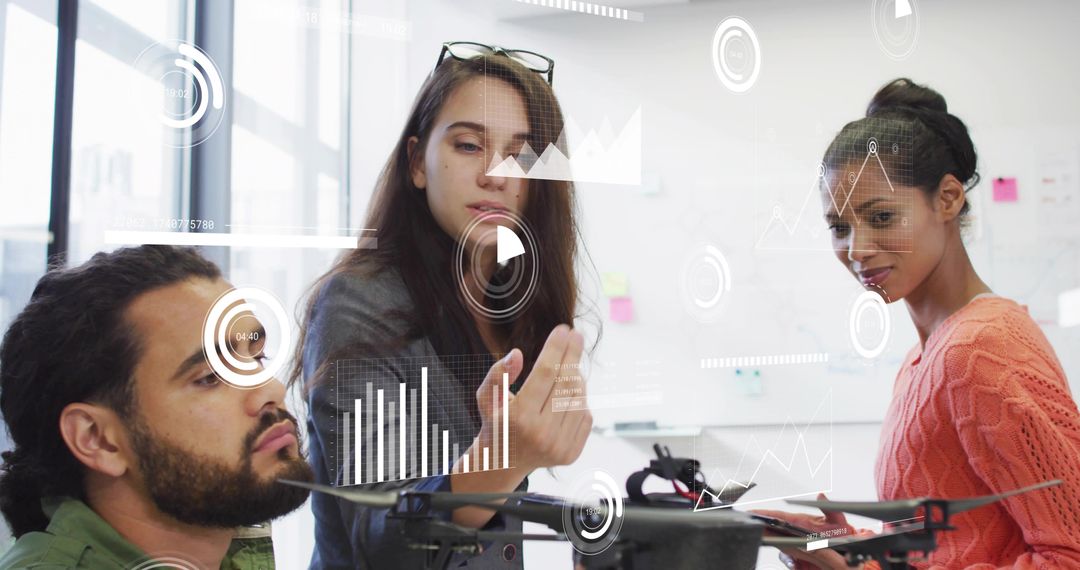 Engineers Collaborating on Drone Innovation in Research Lab