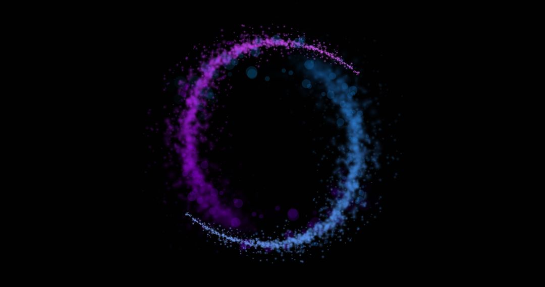 Glowing Circle of Purple and Blue Light Trail on Black Background