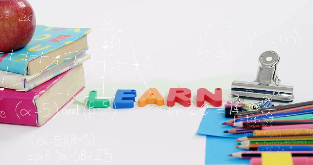Learning Tools with Math Overlays and Colorful School Supplies
