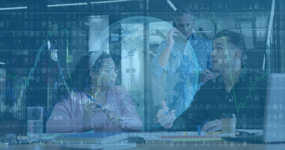 Diverse Team Collaborating on Digital Data Analytics