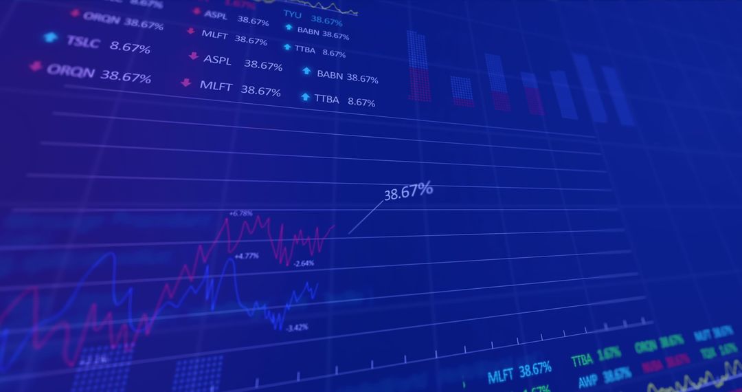 Digital Financial Data Display with Growing Graph