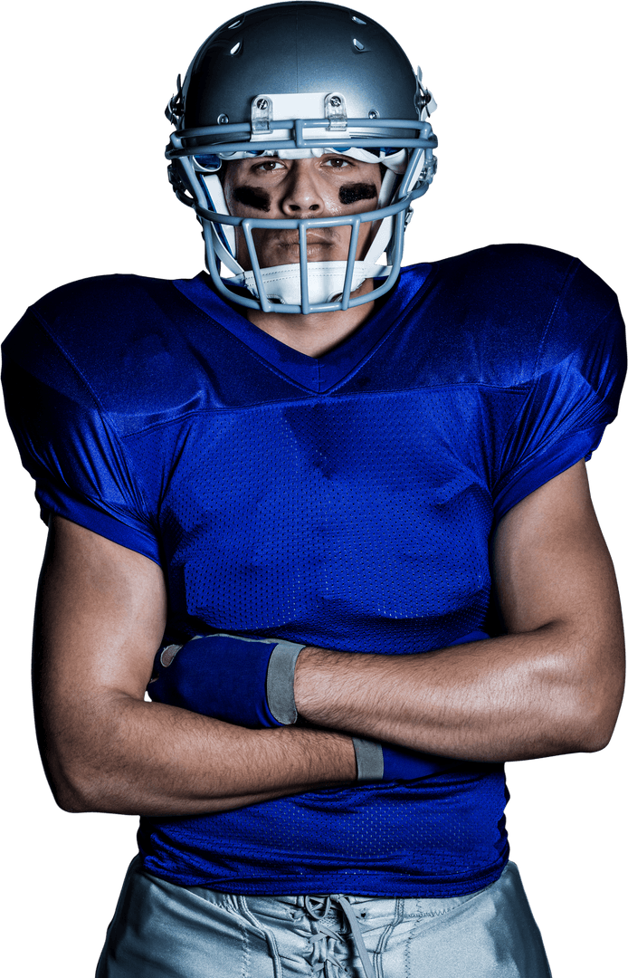 Determined American Football Player in Transparent Background